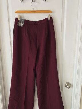 Wide Leg Burgundy Chic Dress Pants